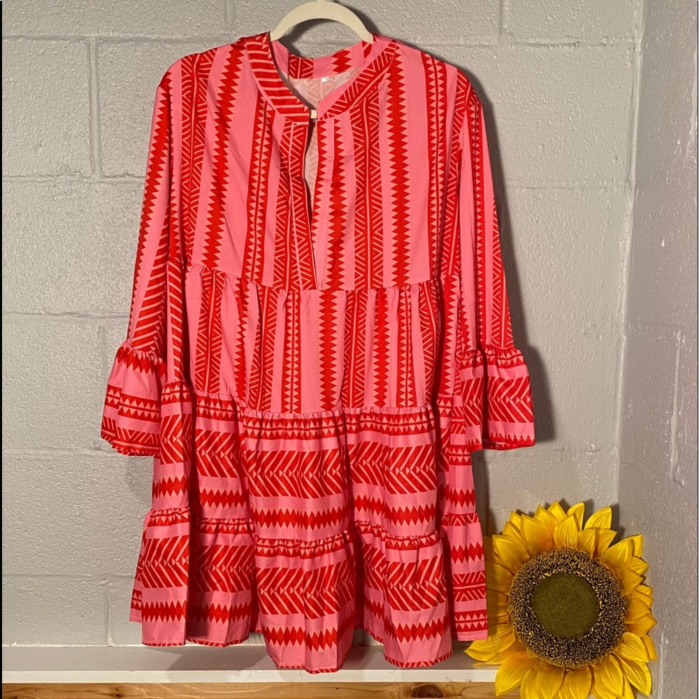 Valentines Dress/Tunic Size Large Pink/Red - Picture 2 of 6